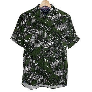 Ted Baker Green and White Leaf Print Casual Button Down Shirt